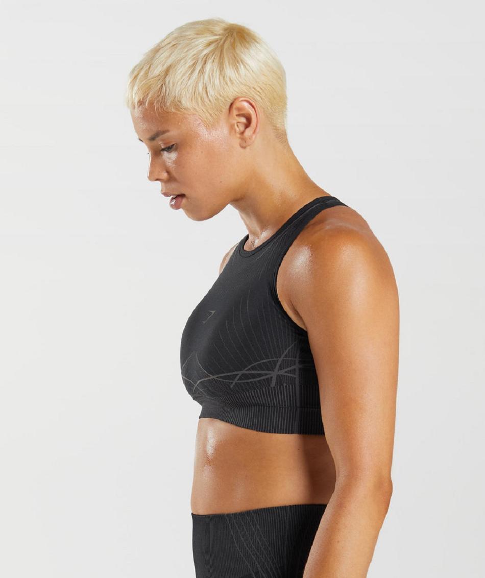 Gymshark Apex Seamless Ženske Sportski Grudnjak Crne Crne Sive | HR 3386ZUT